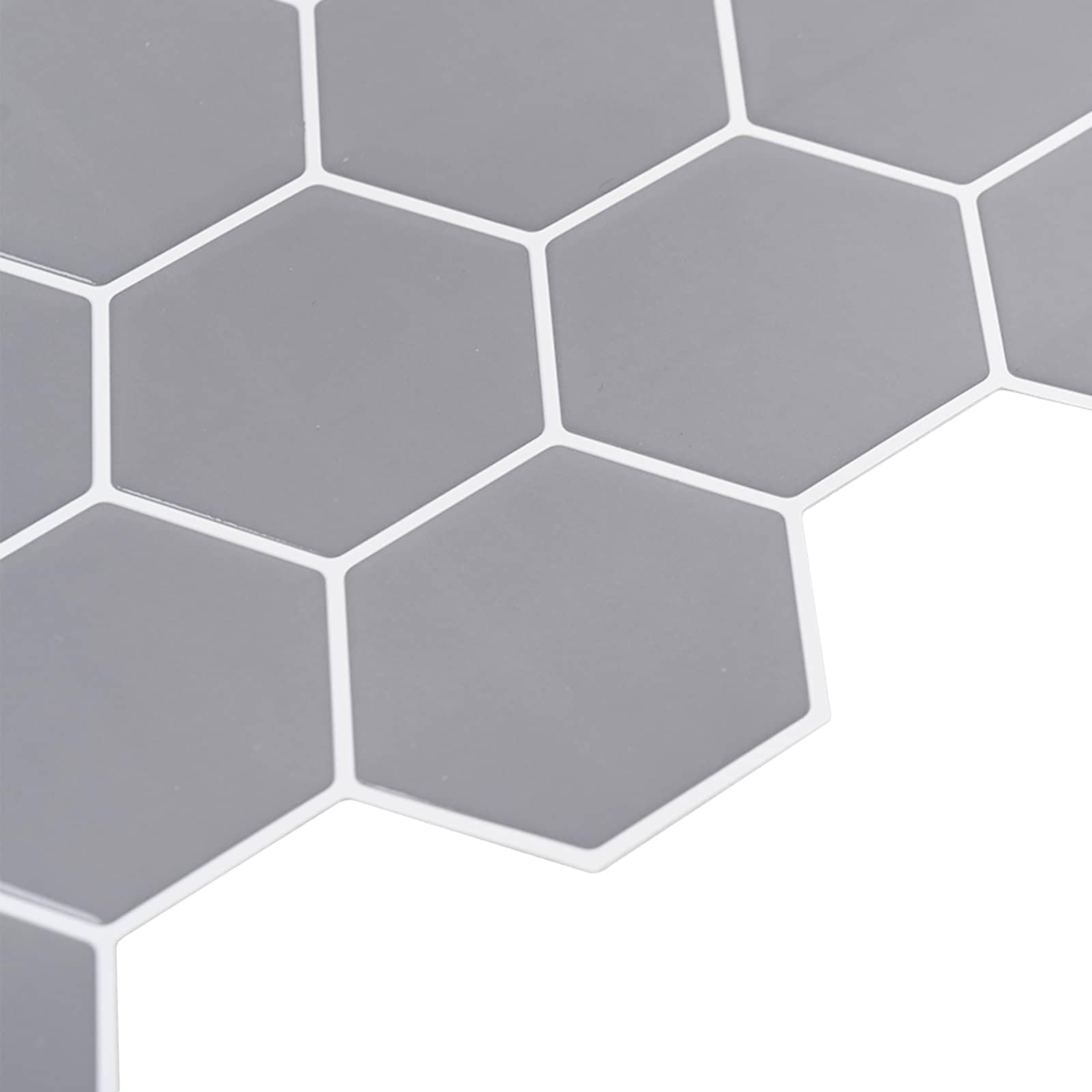 Sechseckige Fliese 10 Stk Grau 30x30cm Polyurethan PET | Selbstklebend, zuschneidbar, für Küche und Bad, pflegeleicht mit feuchtem Tuch
