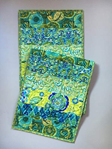 Tahoe Quiltstable Runner For Dining Table Bold Blue Green Yellow Floral Quilted Table Runner Tropical Seaside Coffee Table Runner For Living Room Reversible Quilted 13x54 Inch Beach End Table Nightstand Dailymail