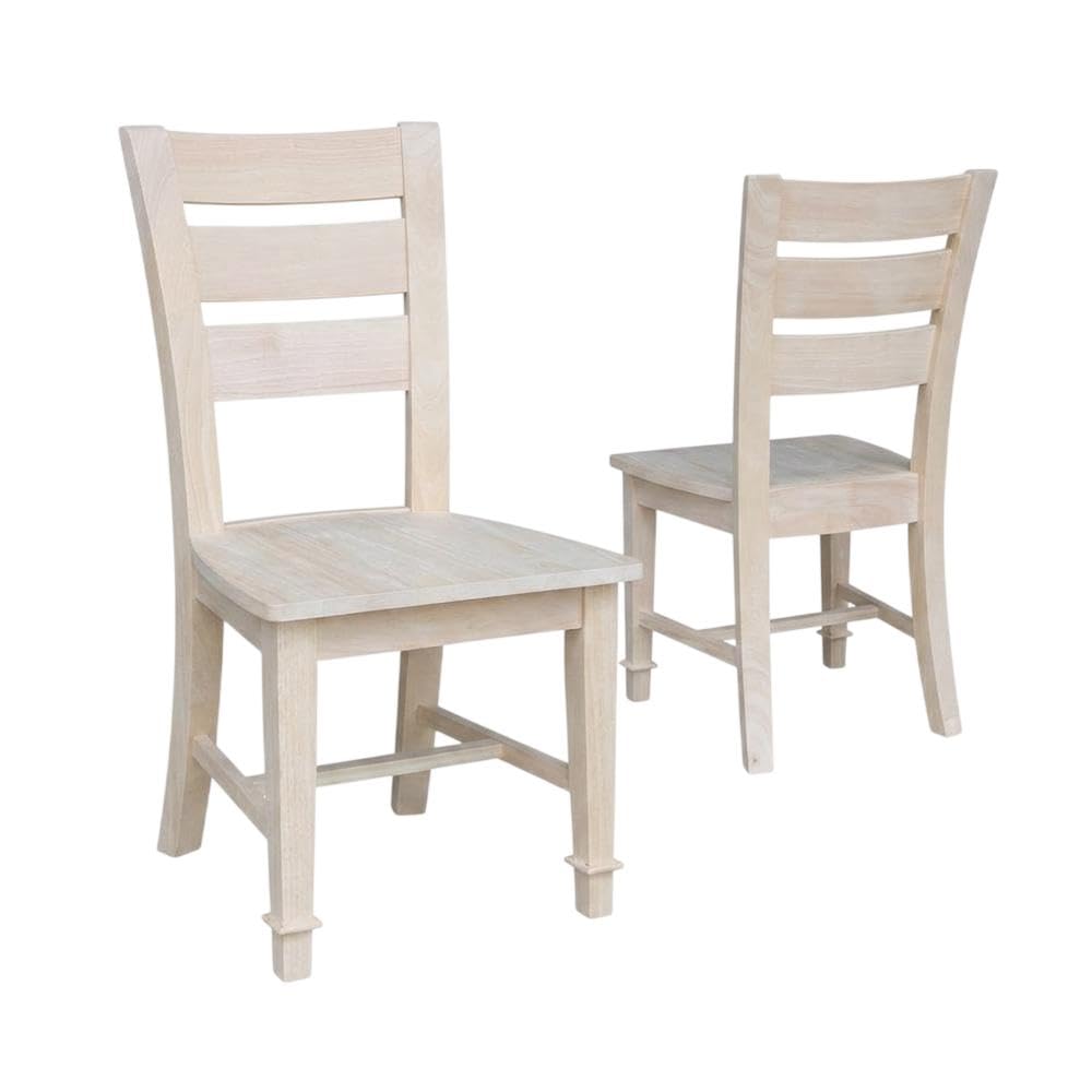 Solid Wood Dining Chair Unfinished Hardwood by Furnifact – Wood, Unfinished, Pack of 2