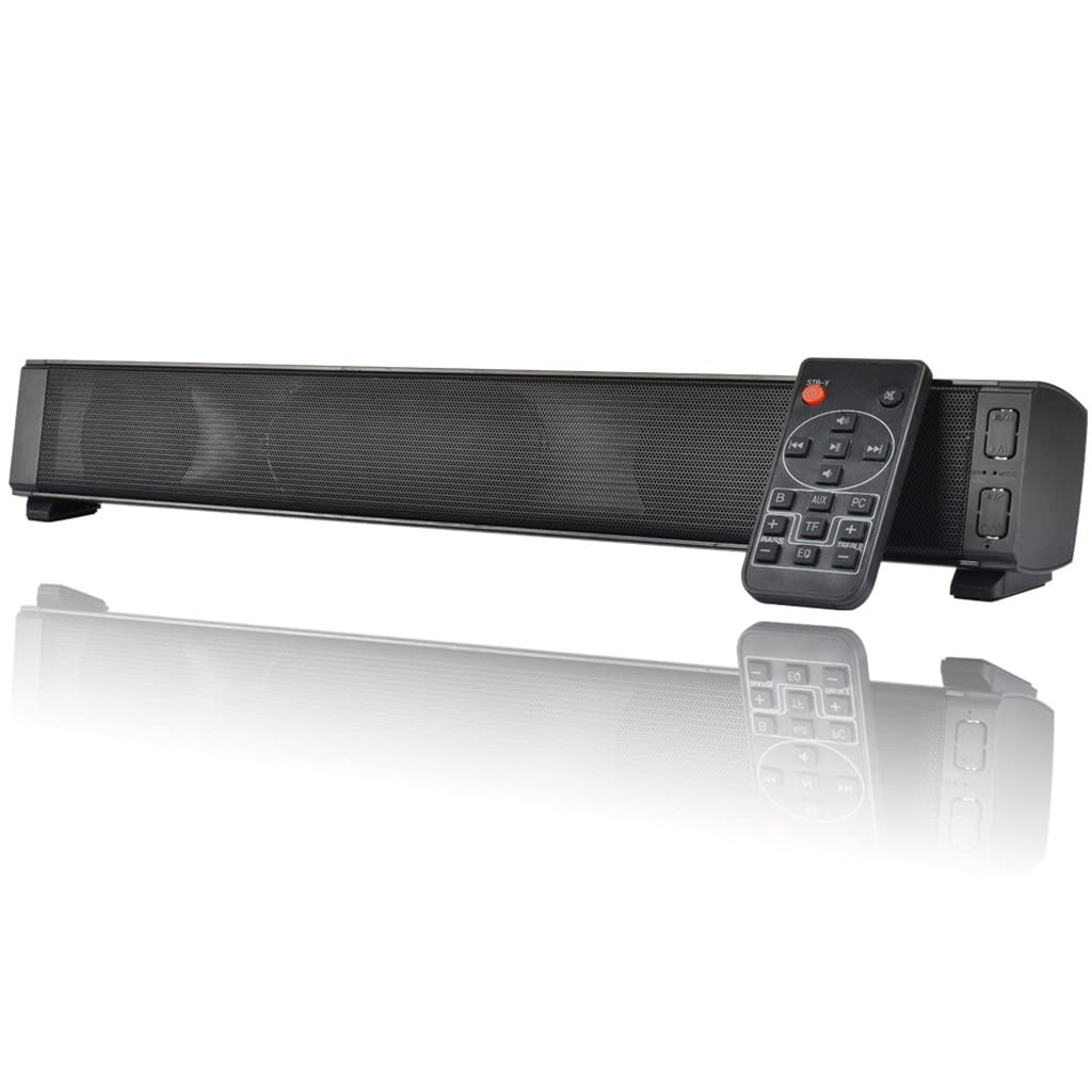 WGHJK 20W Bluetooth Soundbar Wireless Portable Speakers Hifi TV Rechargeable Speakers with Remote Control for PC Surround Bar