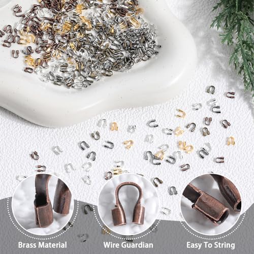 SOFPLATE 1 Box 1200Pcs 6 Colors Wire Guardians Thread Wire Guard Brass Protector Loop U Shape Protective Tube Wire Guardian Loop Findings for Earring Bracelet Necklace jewellery DIY Beading Craft Maki - Image 4
