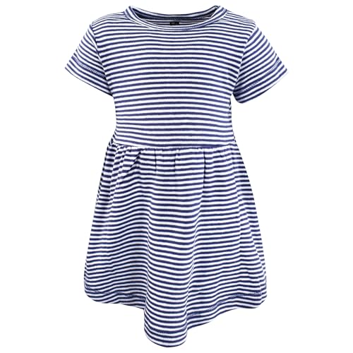 Image of Hudson Baby Girls Cotton Dresses, Blue Daisy, 3T