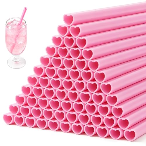 Pitillos plásticos rosados en forma de corazón 8mm miniatura 1