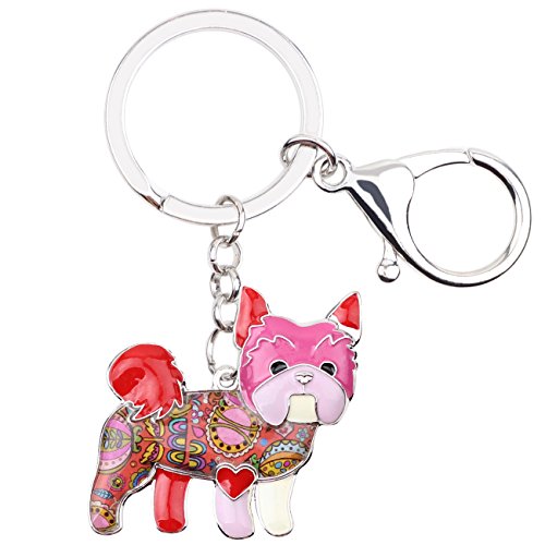 Porte-clés Yorkshire Bonsny en émail rouge, l'idée cadeau idéale pour femme amoureuse des chiens