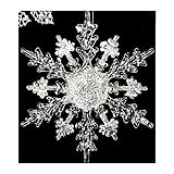 Earlyred 8pcs large Acrylic Crystal 3D Snowflake Christmas Tree Hanging Ornaments Festival Party Glitter Drops Xmas Ornaments Window Holiday decoration Winter Wonderland Themed Wedding 11cm White