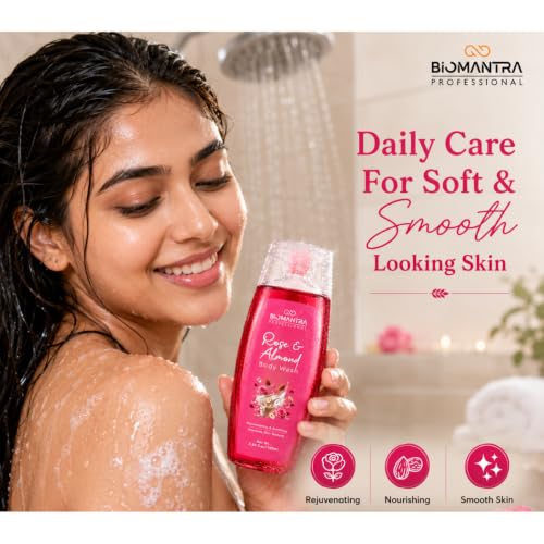 Image of Rose & Almond Body Wash | Rejuvenating & Soothing Body Cleanser | Helps Improve Skin Texture | Moisturizing Daily Shower Gel for Soft & Healthy Looking Skin | 100ml