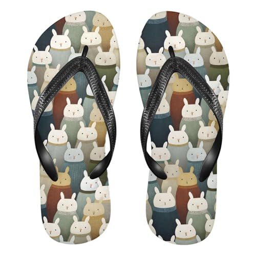 Flip Flop Sandals Comic Rabbit Print for Women Men Beach Outdoor XS