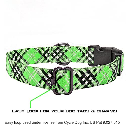 Image of Max and Neo Plaid Pattern NEO Dog Collar - We Donate a Collar to a Dog Rescue for Every Collar Sold (Green, Medium)