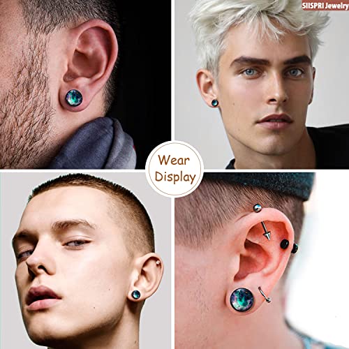 Siispri 316L Surgical Stainless Steel Galaxy Round Circle Button Stud Post Earrings 10Mm (Black) #TOP4