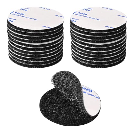 Scratch Autocollant Double Face Extra Fort, Noir Bande Auto-Adhésif Réutilisable Rond 5cm Adhesif Double Face Puissant pour Bricolage/Cadre Photos, 20 pièces