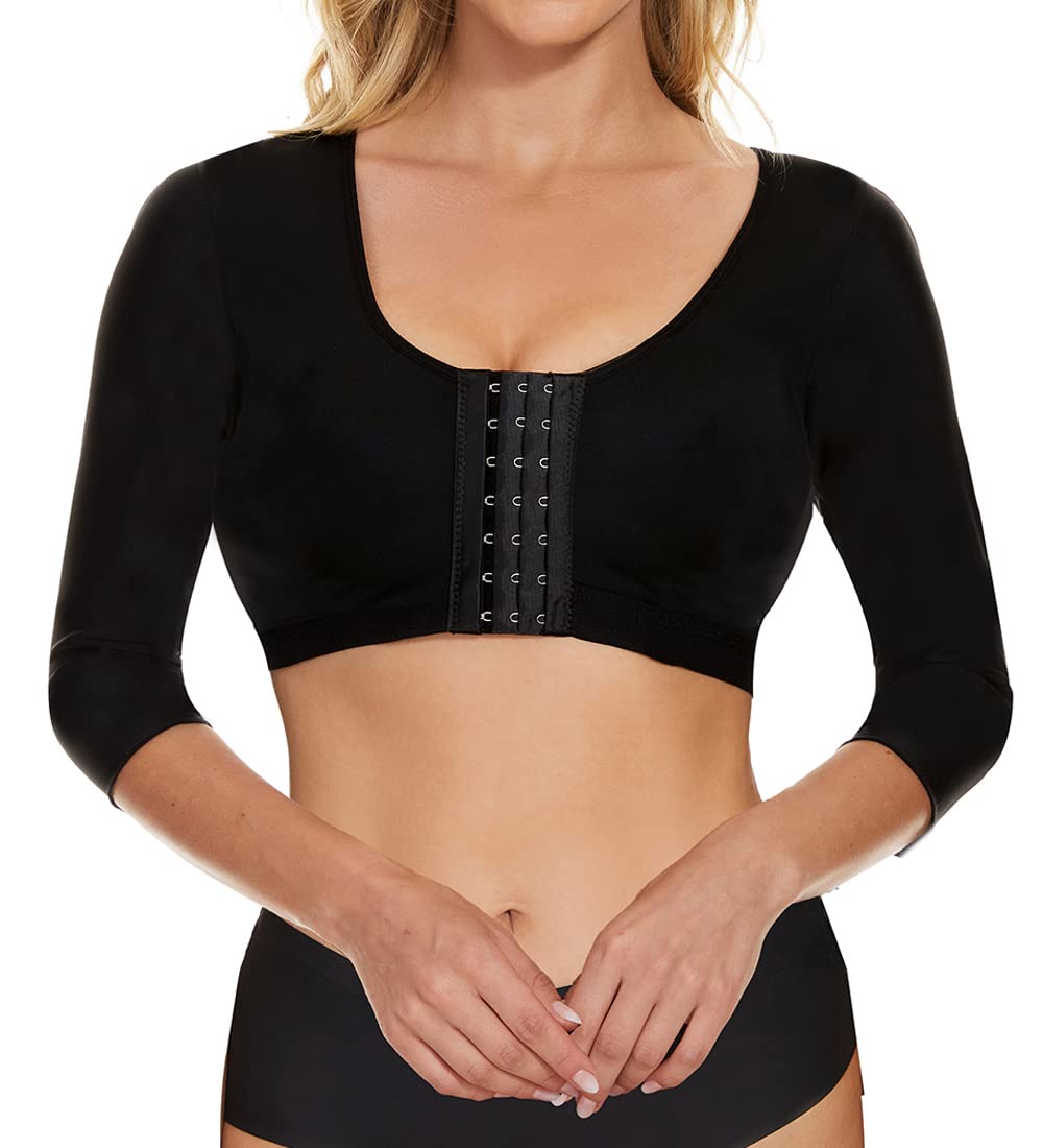 Tops moldeadores de brazos para mujer, mangas de compresión de brazo, postoperatoria, cierre frontal, brasier moldeador, corrector de postura, camiseta sin mangas