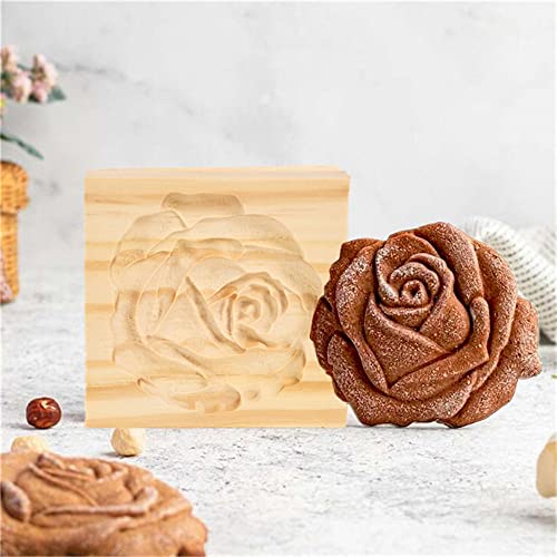 Ouhoe Cookie Cutter Embossing Mold,Pine Cone & Rose 2Pc Funny Wooden Cookie Stamps For Baking,Gingerbread Mold,Pine Cone Mold,Baking Moulds. (Pine Cone & Rose), 10 X 10 X 2.5Cm #TOP3
