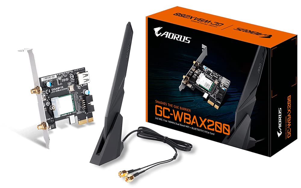 Gigabyte , GC-WBAX200, GC-WBAX200 Dual-Band WiFi 6 2x2 MIMO Wireless PCIe Adapter with Bluetooth 5