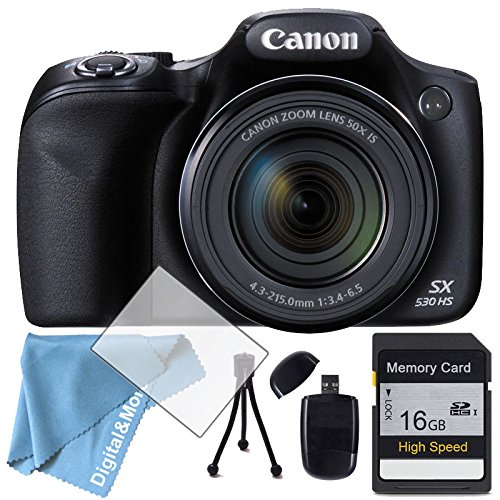 Canon PowerShot SX530 HS + SDHC 16GB + Tripod + digitaluniverse Bag + Battery + Reader + Cleaning Kit + Screen Protector + Memory Card Wallet , plus free accessories