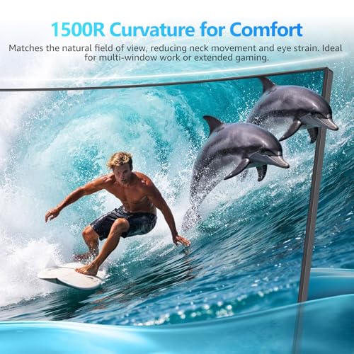 Image of Gawfolk 32 Inch 4K Curved Monitor 60Hz, UHD 3840x2160 PC Monitor with Built-in Speakers, 1500R Computer Screen, FreeSync, Flicker-Free, HDMI /DP, Wall Mountable for Home Office, Gaming, Entertainment