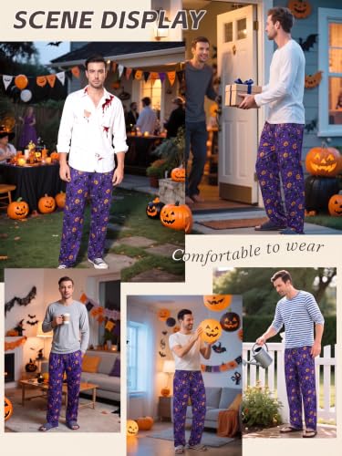 Mens Halloween Pajama Pants,Novelty Funny Soft Pj Sleep Lounge Bottoms with Pockets & Drawstring - image 6
