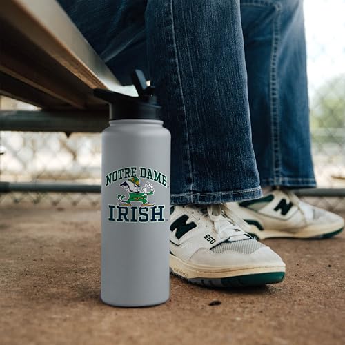 Image of Logo Brands NCAA Notre Dame Fighting Irish Athletic 34 oz Stainless Steel Quencher Bottle - Double-Wall Insulated, No-Spill Lid, Easy Carry Handle - Keeps Drinks Cold For Hours