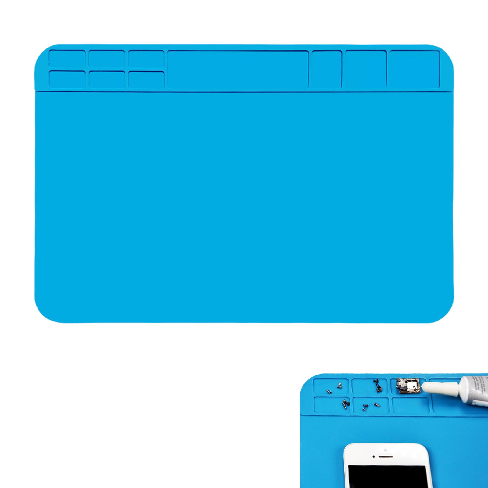 AOMiGT Repair Mat, Silicone Soldering Mat, Soldering Mat, Antistatic, Heat Resistant Work Repair Mat, ESD Soldering Mat, Heat Resistant for Soldering Guns, Electronics, Smartphone, Watches