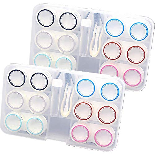 Pacote com 12 kits de viagem de lentes de contato, caixa de armazenamento, lente de contato portátil