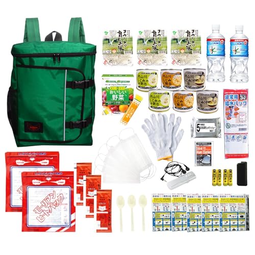 [豊岡市]防災リュック 豊岡産鞄 Lieben Chama 全6色 備えて安心 防災士監修 1人用41点 防災セット 3日分の非常食セット グリーン