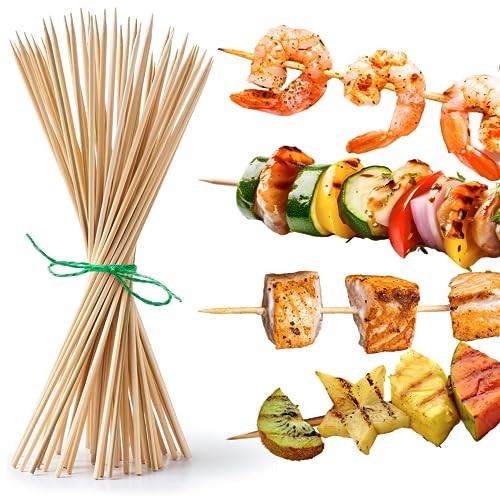 wisefood Bambusspieße, 100 Stück Bambus Fingerfood Cocktailspieße 90 cm, Nachhaltige & Biologisch abbaubare Holzspieße, Lagerfeuer Grillspieße, Schaschlikspieße, Stockbrot, Marshmallow