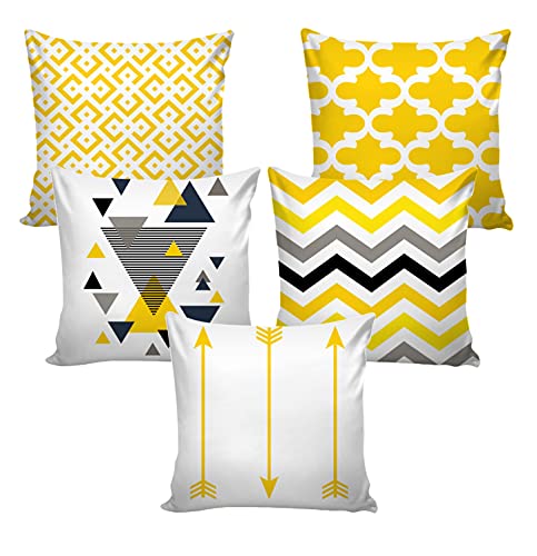 Image of AEROHAVEN Set of 5 Decorative Hand Made Jute Throw /Pillow Cushion Covers - CC178 - (16 x 16 Inch)