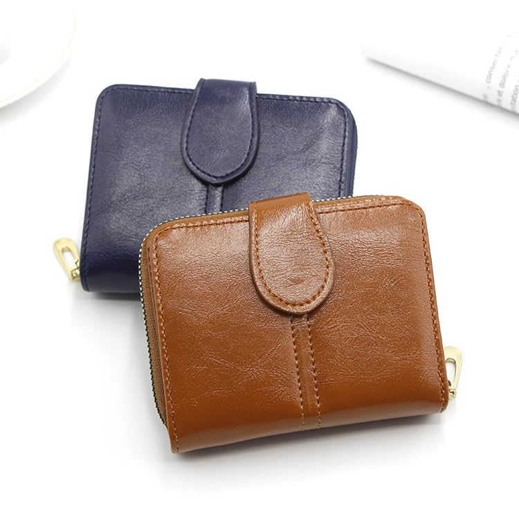 Multi-capacity design Women's short Wallet Wallet Card bag Short zipper(Blue)2