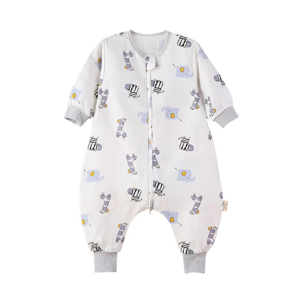 LOVEYBEAUTY Muslin Original 100% Cotton Sleeping Sack Sleep Bag with Legs Baby Wearable Blankets Long Sleeves 1-4T (zebra, 80)