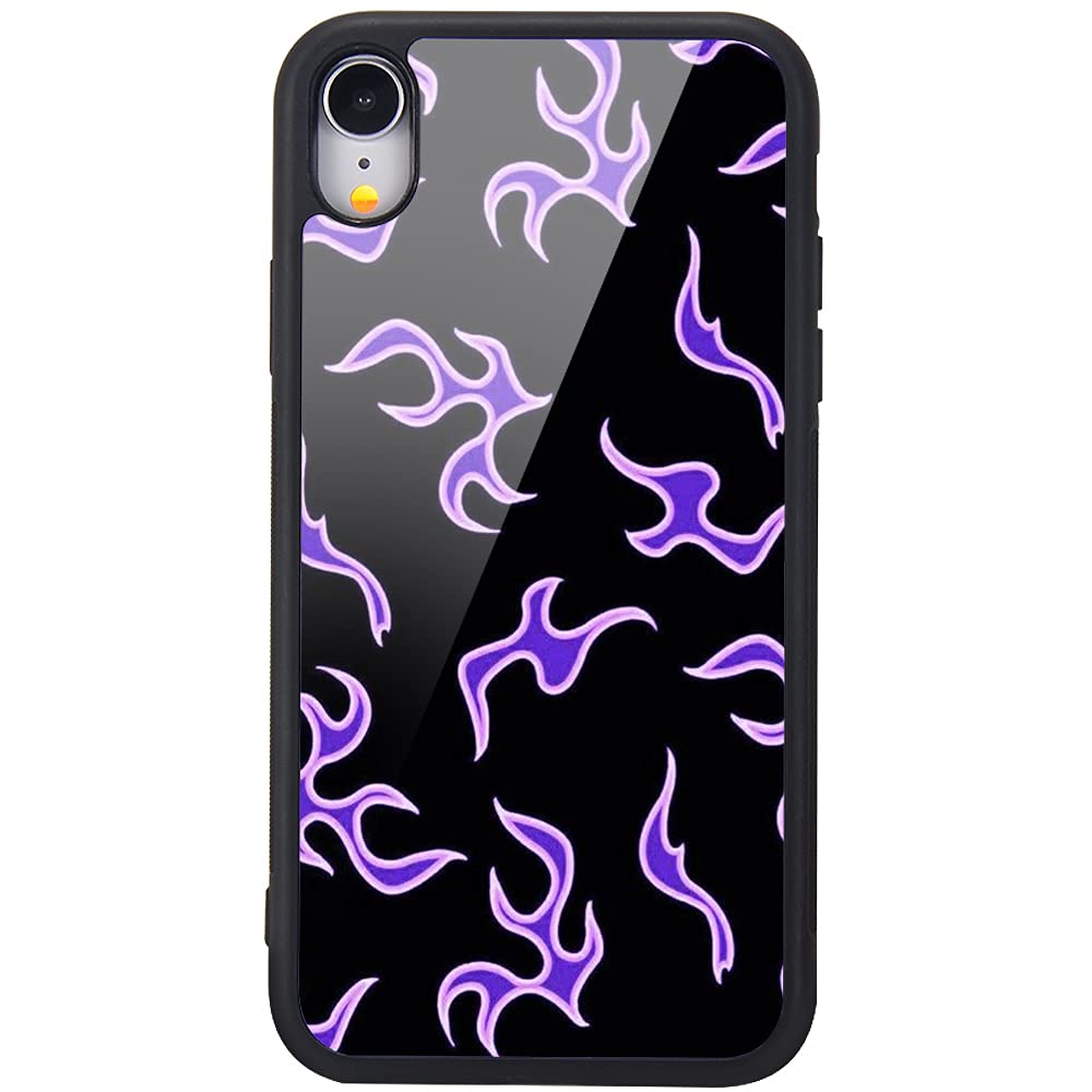 MAYCARI Abstract Art Fire Phone Case for iPhone 7/8/SE 2020，Painting Art Cute Soft TPU Hard Back Scratch Resistant Protection Shockproof Girly Purple Cover Case for iPhone 7/8/SE 2020