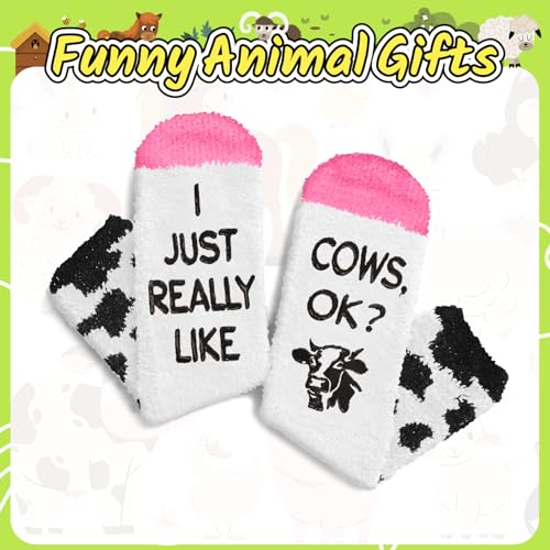 Image of HAPPYPOP Fuzzy Animal Socks for Women - Cute Unicorn, Horse, Cow and Goat Gifts for Her