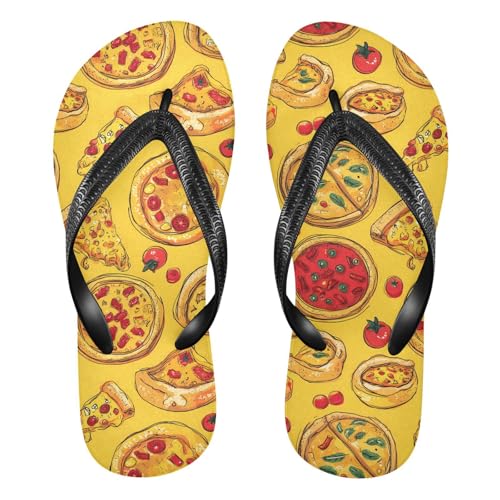 ALAZA Tomato Pieces Pizza Flip Flops for Women Fashion Beach Slippers Comfort Mens Flip Flops Non-Slip Rubber Shower Slippers Sandal for Hotel Travel Sport,XS
