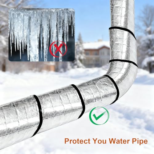 2.4" x 32.8 Ft Self-Adhesive Pipe Insulation Wrap - Foam & Foil Insulation Tape for Hot/Cold Water Pipes, Outdoor Winter Freeze Protection (1 Roll) - Image 6