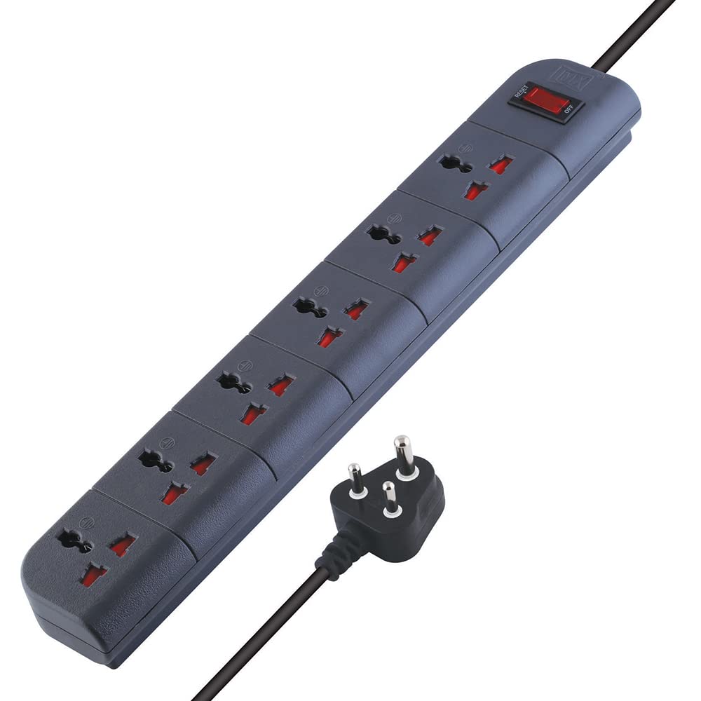 MX Spike Guard Surge Protector (2 pin - 3 pin Plug Socket) 6 Outlet Power Strip with Master Switch, Heavy Duty Power Cord | Extension Cord 1.5 mtr & Child Saftey Shutter Extension Board-picture-38