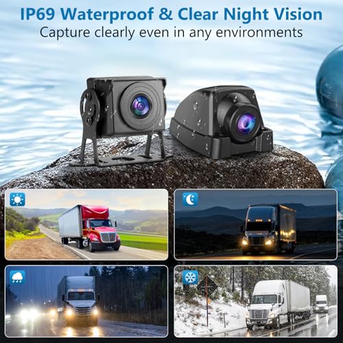 Image of Karsugee 5-Channel 4K RV Backup Camera with 10.36 inch IPS Touchscreen Monitor, HD 1080P Side & Rear View Cameras DVR Recording USB Video Play IP69 Waterproof for Trailer RV Truck Camper Bus etc (HD02)