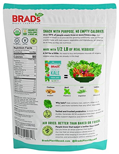 Brad's Plant Based Organic Crunchy Kale, Radical Ranch, 6 Bags, 12 Servings Total #TOP3