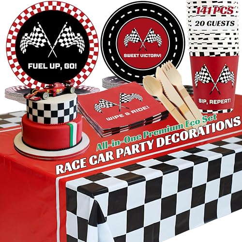 RACE CAR BIRTHDAY PARTY DECORATIONS FOR KIDS – 141PCS Cars