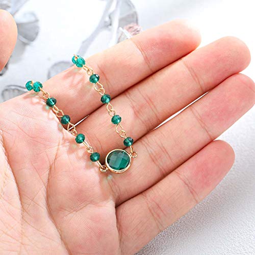 Olbye Rainbow Moonstone Necklace Choker Simple Necklace Personalize Everyday Necklace Jewelry For Women And Girls (Green) #TOP2