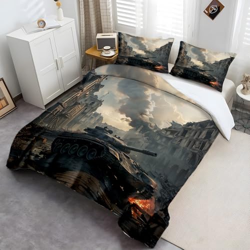 Housse de couette militaire avec fermeture éclair pour lit double sans glisse - 5