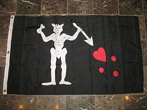 3x5 Pirate Jolly Roger Black Beard Blackbeard Embroidered Sewn Synthetic Cotton 600D 2Ply Flag 3'x5' Banner