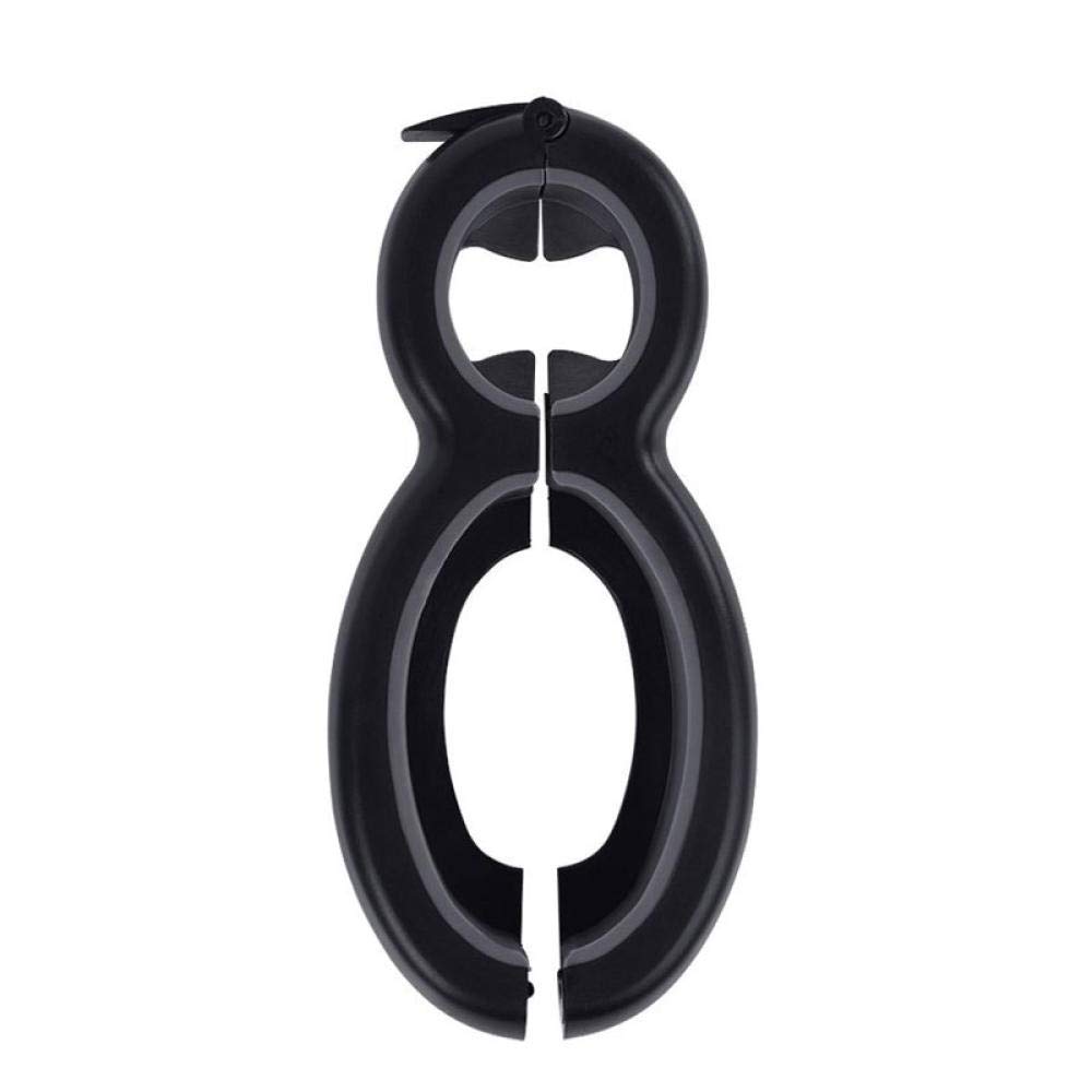 Ouvre-boîte 6 en 1 en acier inoxydable noir pour bocaux et canettes