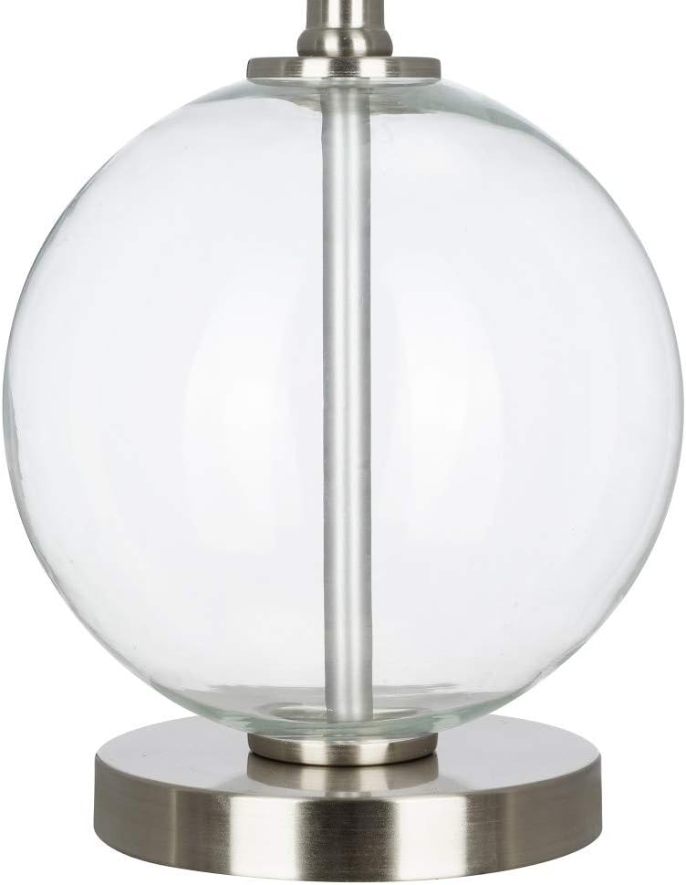🛒 Crazy Deals Amazon Brand – Ravenna Home Contemporary Round Glass Table Lamp, LED Bulb Included, 20.25H, Clear