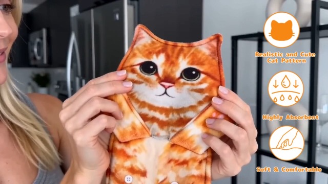 Amazon.com: PAT JUUMG Funny Cat Hand Towels for Bathroom Kitchen