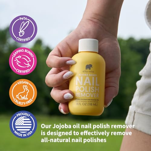 ella+mila Jojoba Nail Polish Remover Non-Acetone Nail Polish Remover - Non-Toxic Fingernail Polish Remover - Enriched With Jojoba oil & Vitamins (4 fl oz) Yellow - Thumbnail 4