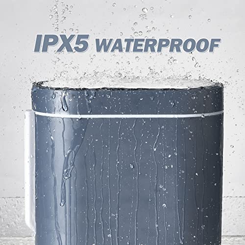 Image of ELPHECO Bathroom Trash Can with lid - 2.5 Gallon Waterproof Sensor Trash Bin, 10 Liter Motion Sensor Trash Can, Slim Garbage Bin Bathroom Decor (Grey, 2.5 Gallon with Toilet Brush)