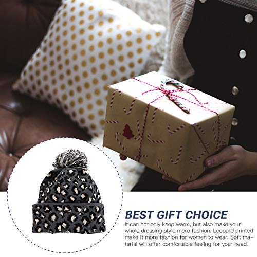 Gorro Com Estampa De Leopardo De Caveira Gorro Quente Forrado De Lã Quente Gorro De Gorros De Malha