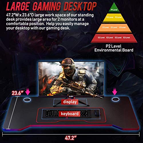 FDW Computer Gaming Desk with Cup Holder Headphone Hook PC Computer Desk Ergonomic Gaming Table Gamer Workstation for Player by FDW - Image 6