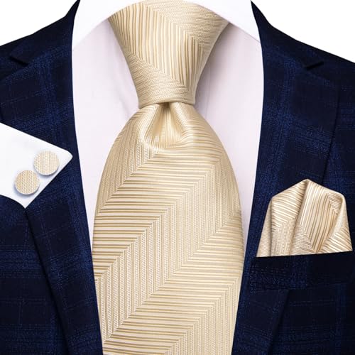 Image of Dubulle Mens Tie Set Solid Paisley Silk Striped Necktie for Men with Cufflinks Tie and Pocket Square