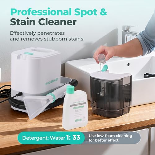HAUSHOF Carpet Cleaner with 750 ml Cleaning Solution, Portable Spot Cleaner with Extra-Large 1300 ml Dirty Water Tank for Pet Stain, Car Spot, Area Rugs and Stair - Image 6
