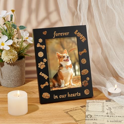 FINGERINSPIRE Bilderrahmen Zum Gedenken An Hunde 15x20cm Für Immer In Unseren Herzen Rahmen Zum Gedenken An Hunde Rechteckiger Bilderrahmen Aus Holz Mit Kunststoff Rahmen Für Verstorbene Hunde