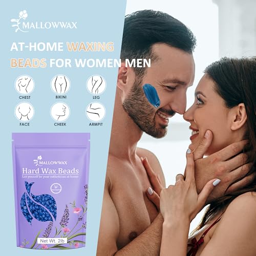 Image of Mallowwax Hard Wax Beads, 2LB Blue Wax for Full-Body Thick Hair